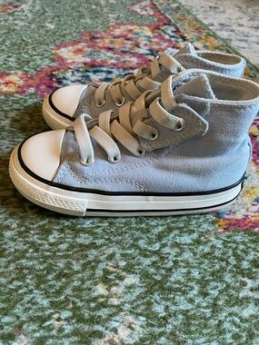 Converse Kids High-Top Canvas Sneakers in Light Gray and White
